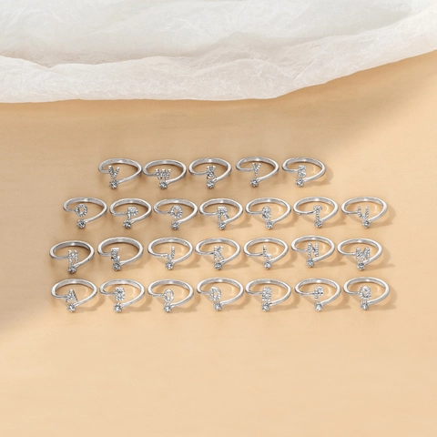 925 Sterling Silber Ring Verstellbarer Offener Buchstabe Schmuck Zirkonia Eingelegt Trendige Mode Für Frauen Rhodiniert