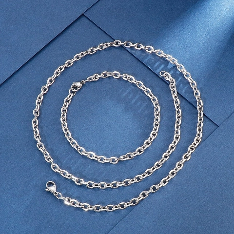 Minimalist O-Chain Necklace Bracelet 316L Stainless Steel Polished Link Jewelry For Men Women DIY Accessory Punk Style