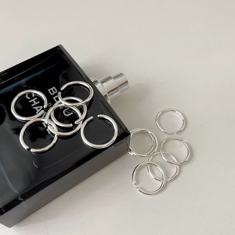 925 Sterling Silber Ring Minimalistisch Unregelmäßig Geometrisch Offen Verstellbar Glatt Poliertes Band Für Frauen