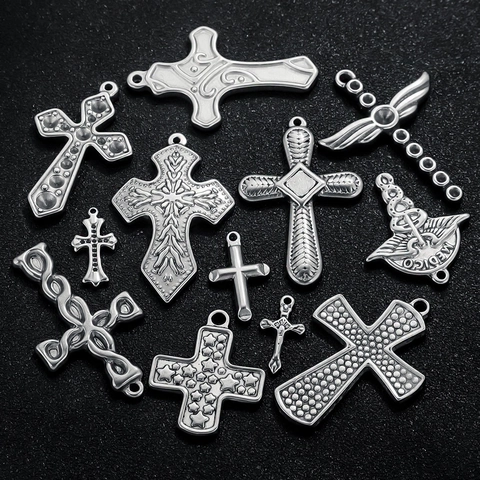Pendenti A Croce Charms Acciaio Inossidabile Vintage Gotico Religioso Per Creazione Di Gioielli Fai Da Te Collane Bracciali Accessori