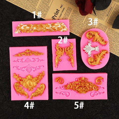 European Baroque Relief Silicone Mold Scroll Flower Pattern For Fondant Cake Decorating Chocolate Clay DIY Crafts