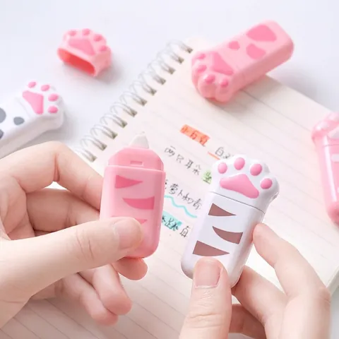 Correctielint Kattenpoot Schattig Kawaii Schoolbenodigdheden Student Kantoor Draagbaar Mini Correctie Tape Voor Schrijfcorrectie
