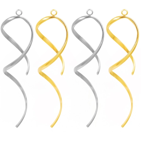 Twisted Ribbon Pendant 304 Stainless Steel Spiral Charm For DIY Jewelry Making Necklace Bracelet Minimalist