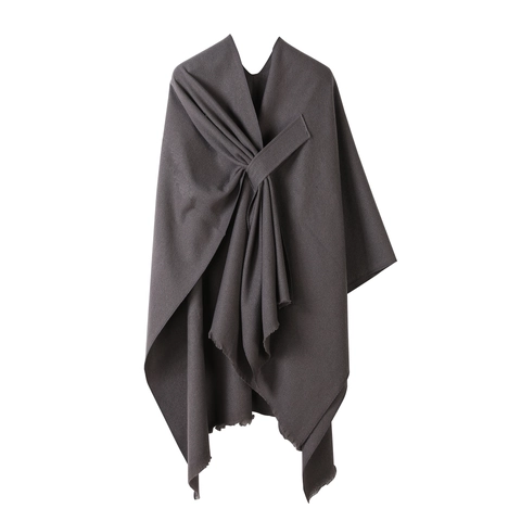 Damen Mode Einfarbig Quasten Knit Schal Cape Lässig Herbst Winter Warm Tassel Wrap Poncho