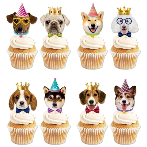 Hund Welpe Geburtstag Party Tortenaufsätze Karton Cupcake Picks Mit Bambusstäben Niedliches Tier Haustier Dekoration