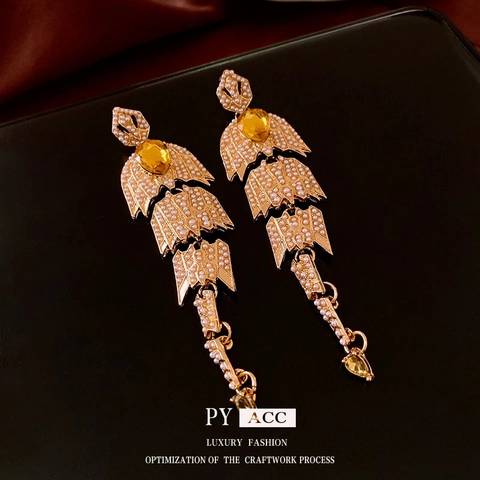 Pendientes Colgantes Largos Con Borlas Vintage Aleación Diamante Imitación Perla Artificial Con Poste Plata Ley 925 Para Mujer