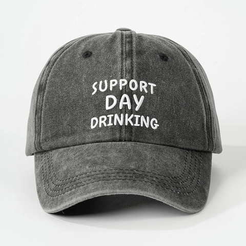 Washed Baumwolle Baseballkappe Bestickt Support Day Drinking Vintage Distressed Sonnenschutz Verstellbar Dad Hat Unisex