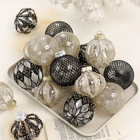 Palle Di Natale Dipinte In Plastica PET Glitterate Decorazioni Appese Per Albero Festa Di Vacanza Casa