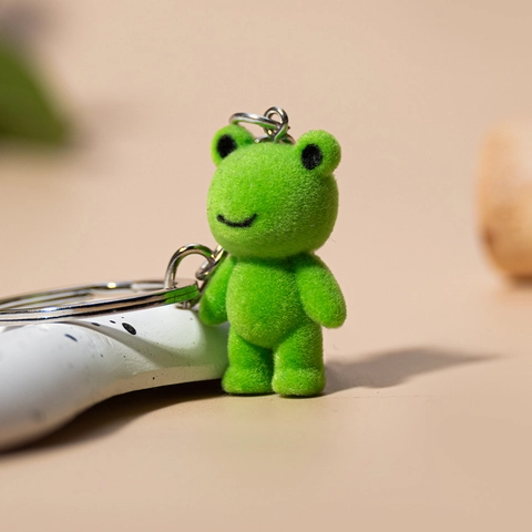 Porte-clés Grenouille Verte Flocage Dessin Animé Mignon Pendentif 3D Petit Animal pour Sac Accessoires de Bijoux DIY Cadeau de Mode