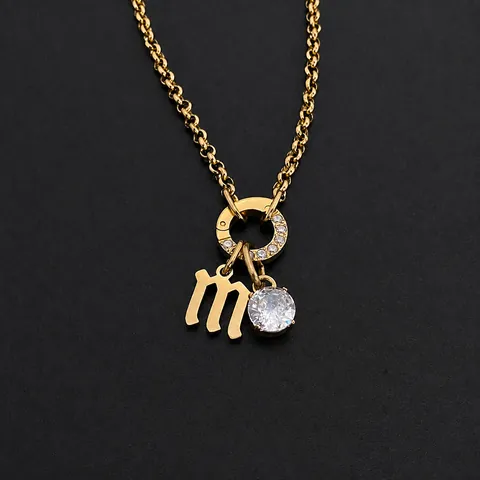 Collar con Colgante de Letra Minúscula de Acero Inoxidable Minimalista con Strass DIY Estilo Americano Joyería Ajustable para Mujer
