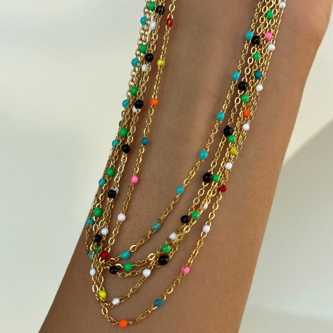 Minimalistische 18K Vergulde Roestvrijstalen Ketting Met Gekleurde Emaille Kraal Druppels Vintage Choker Sieraden Vrouwen