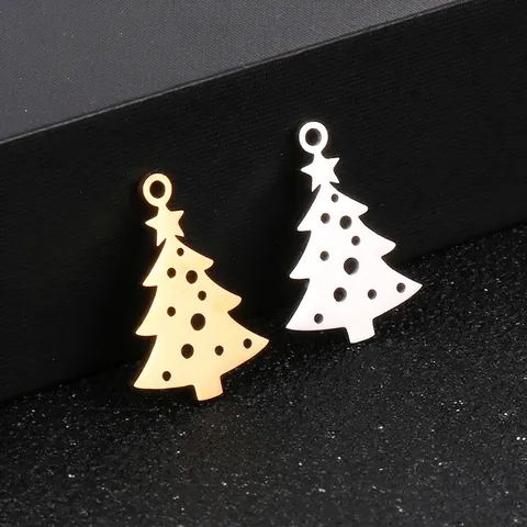 Colgante Árbol De Navidad Acero Inoxidable Punto Hueco Estrella DIY Fabricación De Joyas Accesorio Moda Creativo Decoración