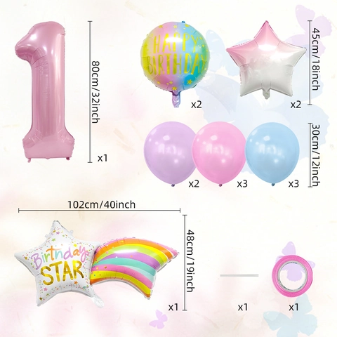 Macaron Geburtstag Luftballons Aluminiumfolie Und Latex Nummer Stern Regenbogen Party Dekorationen Jubiläum Feiern
