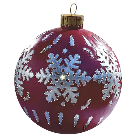 Large Christmas Inflatable Ball Outdoor Yard Decoration PVC Festive Snowflake Plaid Pattern Holiday Ornament