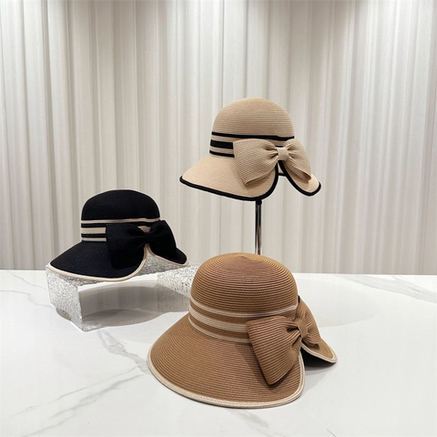 Cappello Alla Pescatora In Paglia Da Donna Con Grande Fiocco Elegante Protezione Solare Vacanze Al Mare Pieghevole