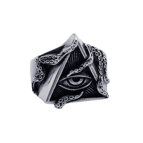 Retro All-Seeing Eye Octopus Ring Zinc Alloy Punk Gothic Vintage Silver Adjustable Jewelry For Men