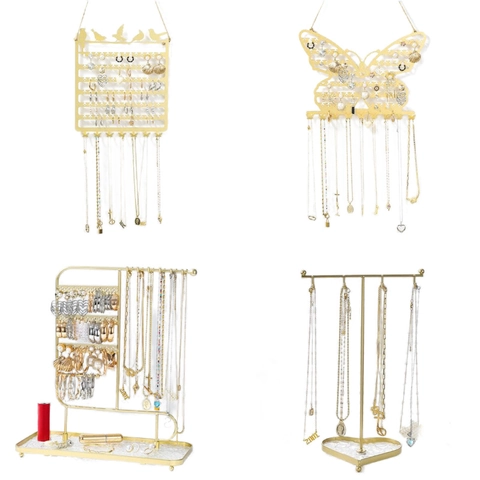 Metal Jewelry Display Stand Wall Mounted Desktop Organizer For Earring Necklace Bracelet Ring Creative Bird Butterfly Gold