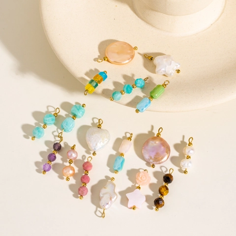 DIY Jewelry Charms Pendants Natural Stone Artificial Baroque Pearl Shell Stainless Steel Beaded Floral Star For Earring Necklace Making