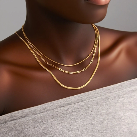 Collar de Cadena de Serpiente de Acero Inoxidable Chapado en Oro de 18K para Mujer Moda Minimalista Joyería de Regalo
