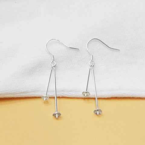 S925 Sterling Silber Ohrhaken Mit Doppelten Nadeltrays Für DIY Schmuckherstellung Handpoliert Einfach