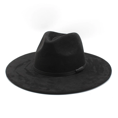 Chapeau Fedora En Suède À Bord Large Chapeau De Jazz Vintage Pour Hommes Et Femmes
