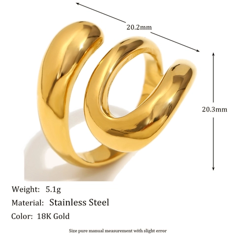 Multi-Layer Spiral Offener Ring Edelstahl 18K Vergoldet Geometrisch Schlange Minimalistisch Verstellbar Schmuck Für Damen