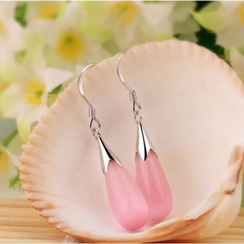 Teardrop Dangle Earrings Cat's Eye Stone Waterdrop Drop Jewelry With Silver Earring Post Minimalist Fashion For Women