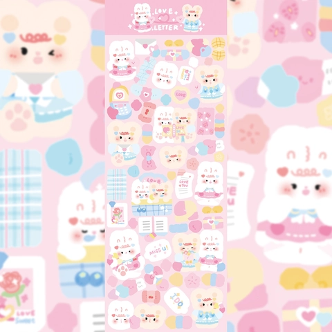 Cute Cartoon Animal PET Stickers Laser Decorative DIY Scrapbook Journal Stationery For Kids Girls