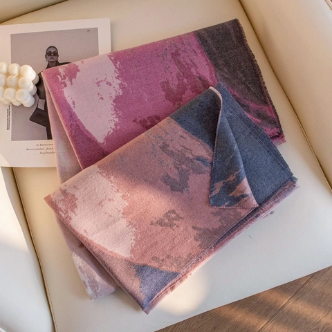 Women's Imitation Cashmere Floral Scarf Elegant Rose Tassel Shawl Wrap Soft Warm Polyester Viscose Winter Scarf For Daily Wear
