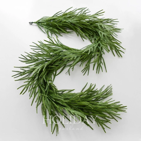 Artificial Norfolk Pine Garland PE Greenery Realistic Christmas Decor For Mantle Fireplace Staircase Banister Holiday Winter Atmosphere