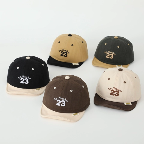 Cappello Da Baseball Bambini Tesa Morbida Cotone Colore Contrasto Ricamo Numero 23 Cappello Sole Regolabile Per Bambini Ragazzi Ragazze