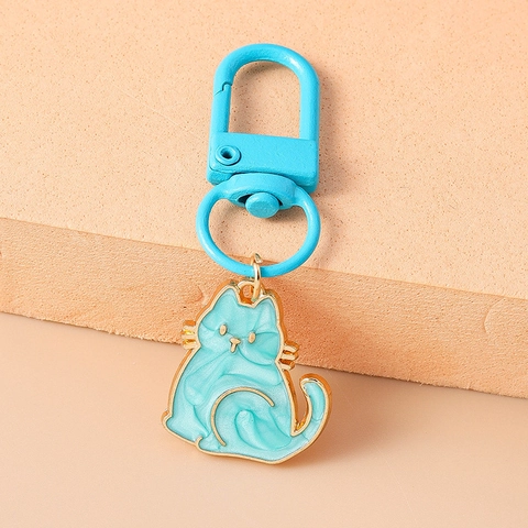 Simpatico Portachiavi a Forma di Gatto in Smalto Lega di Zinco Pendente Animale Cartone Animato Bordo Dorato Ornamento Borsa Gatto