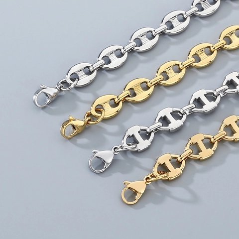 Pulsera De Cadena Mariner De Acero Inoxidable Pulido Diseño Nariz De Cerdo Ancla Joyería De Moda Para Hombres Mujeres