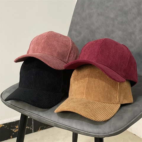 Retro Corduroy Baseball Cap Solid Color Cotton Adjustable Sun Hat Outdoor Casual Sport Headwear For Men Women