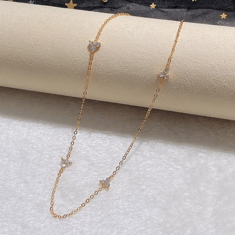 Minimalist Copper Necklace Bezel Set Round Zircon Dainty Gold Plated Choker For Women Vintage Korean Style Jewelry