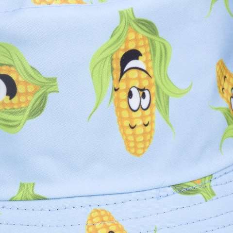 Chapeau Seau Imprimé Maïs Dessin Animé Coton Toile Protection Solaire Réversible Décontracté Extérieur