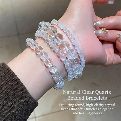 Bracciale Di Perle In Cristallo Bianco Naturale Trasparente Rotondo Gioielli Di Moda Elegante Versatile Regalo Per Donne Stile Minimalista