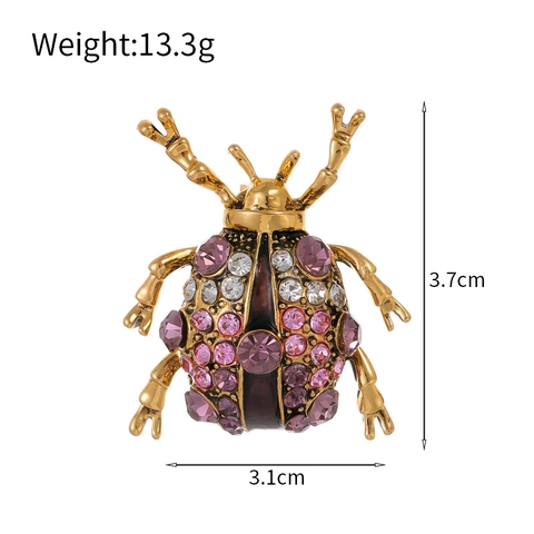 Vintage Gold Metall Käfer Insekt Brosche Pin Eingelegte Lila Rosa Strass Emaille Käfer Corsage Tier Pin Schmuck Zubehör