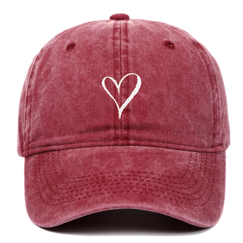 Berretto Da Baseball In Cotone Lavato Con Ricamo A Cuore Cappello Vintage Regolabile Traspirante Da Sole Per Uomo Donna