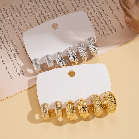 Geometric C-Shaped Textured Hoop Earrings Acrylic Metal Jewelry Women With 925 Sterling Silver Earring Post
