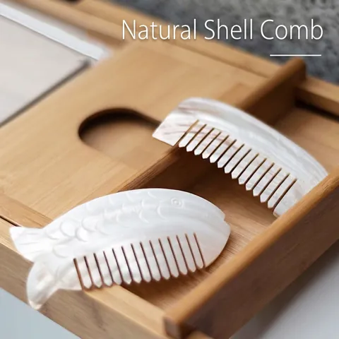 Decorative Comb Ornament Natural Sea Shell Hand Carved Animal Shape Mother Of Artificial Pearl Iridescent Home Decor Gift Souvenir