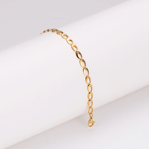 Bracelet À Maillons Ovales Minimaliste Plaqué Or 18K Acier Inoxidable 304 Chaîne Empilable Géométrique Pour Femmes