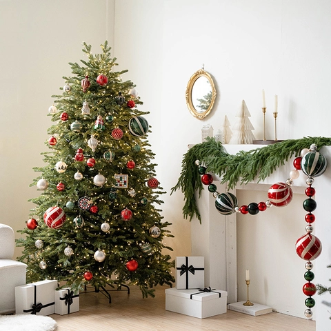 Kerstballen Ornamenten Plastic Geschilderde Glimmende Strepen Boomhangende Decoratie Feestelijke Vakantieslinger Huis Feest