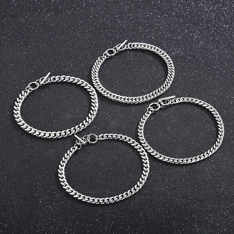 Collier Et Bracelet À Maillons Cubains En Acier Inoxydable Avec Fermoir À Bascule Style Hip Hop Punk Bijoux Pour Hommes Femmes