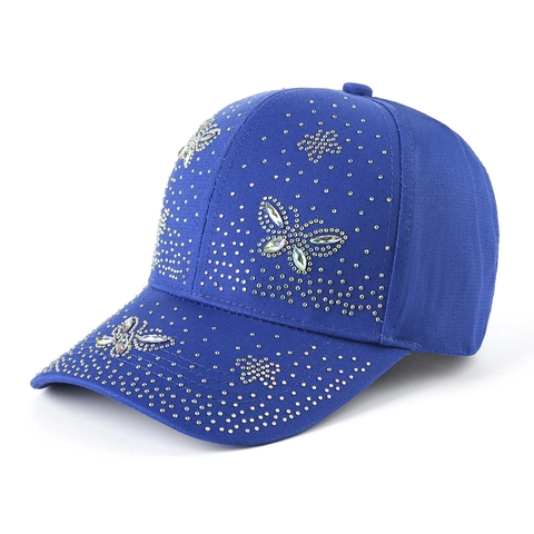 Casquette De Baseball Femme Avec Strass Motif Papillon Brillant Protection Solaire Coton Chapeau Réglable