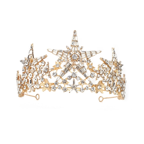 Corona Da Sposa Stella Lusso Lega Strass Cristallo Tiara Per Matrimonio Compleanno Festa Ballo Copricapo Brillante
