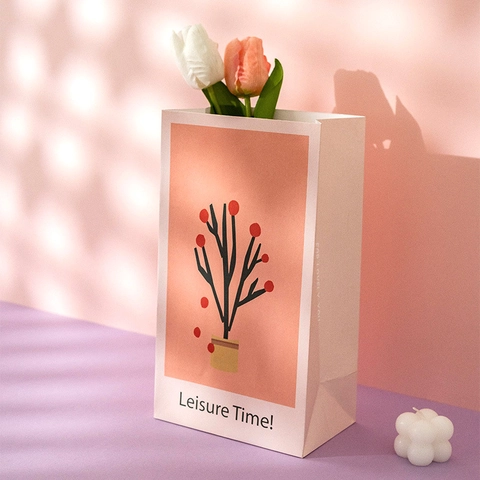 Cadeauzakjes Wit Karton Platte Tas Artistieke Olieverf Illustratie Stijl Retro Feest Souvenir Bruiloft Verpakking