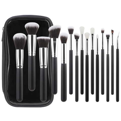 Professional Makeup Brushes Cosmetic Beauty Tools Wood Aluminum Synthetic Fiber With Waterproof PU Bag