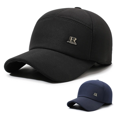 Herren Winter Baseballkappe Mit Gehörschutz Fleecegefüttert Warm Winddicht Polyester Metalllogo Verstellbar Outdoor Hut