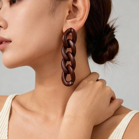 Chunky Chain Link Drop Earrings With 925 Sterling Silver Earring Post Matte Acrylic Gothic Punk Statement For Women